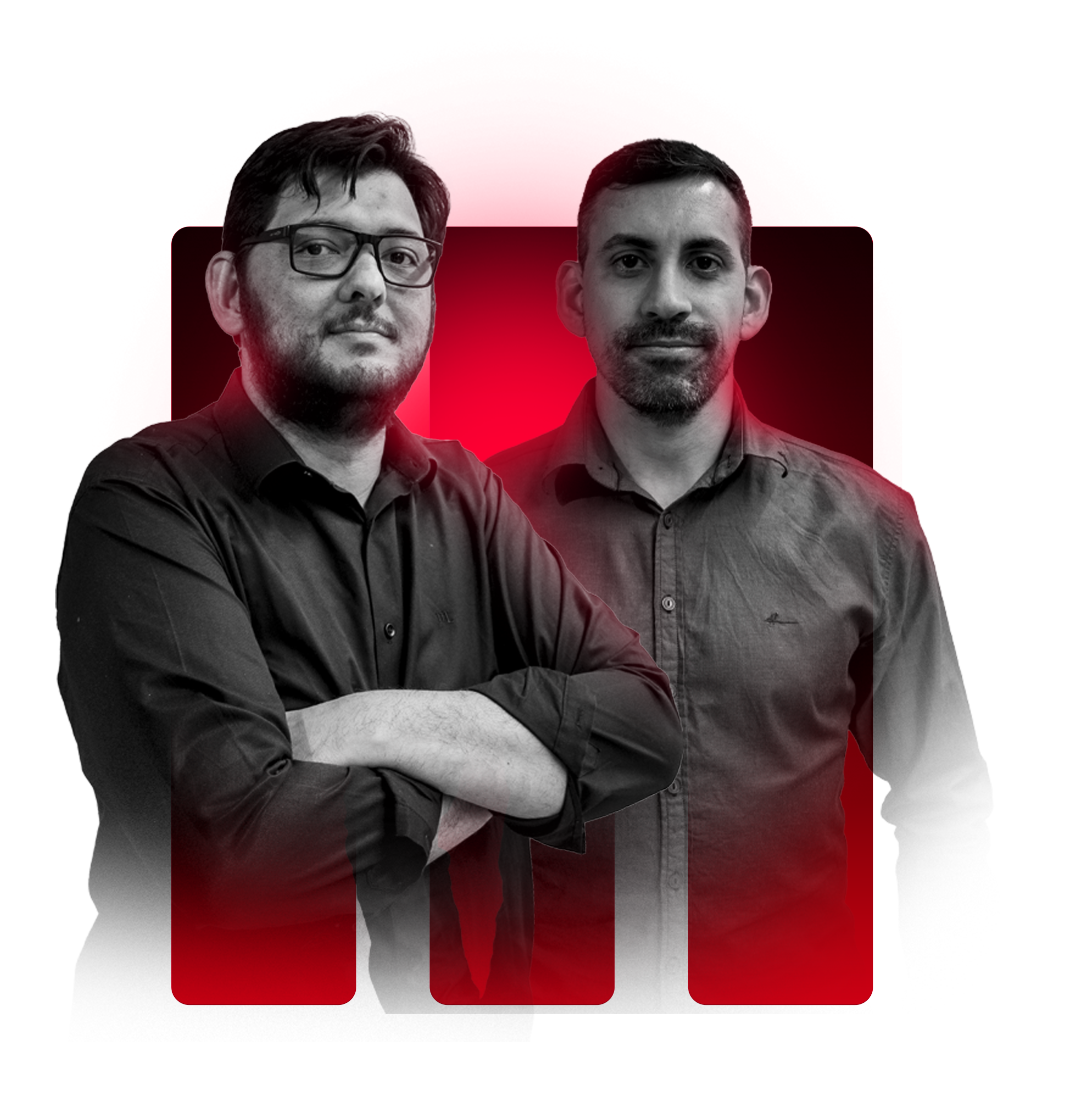 Equipe de colaboradores especialistas fazendo pose em ambiente de trabalho tecnológico.